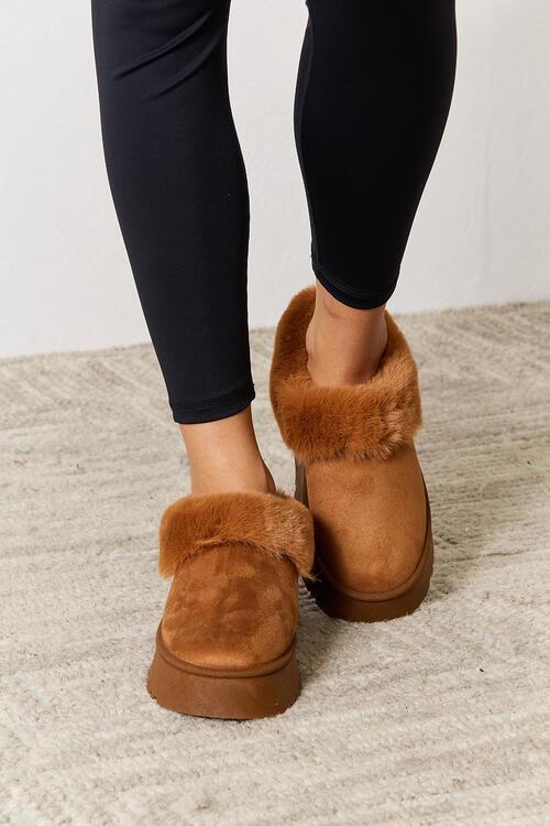 Legend Footwear Furry Chunky Platform Ankle Boots Shoes Trend   