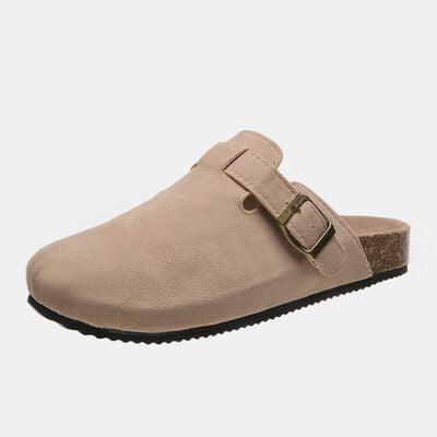 Suede Closed Toe Buckle Slide Shoes Trendsi Camel 6 