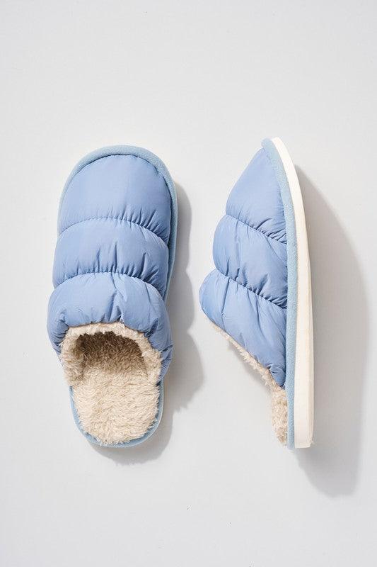 Puffy Faux Fur Lined Slippers Shoes Avenue Zoe BLUE S 