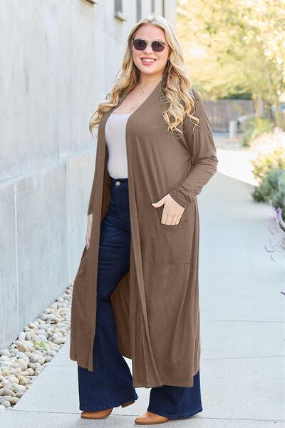 Maxi Open Front Long Sleeve Cardigan Cardigans Trendsi   
