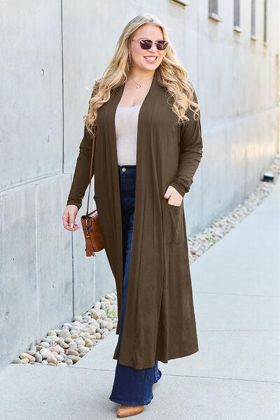 Maxi Open Front Long Sleeve Cardigan Cardigans Trendsi   