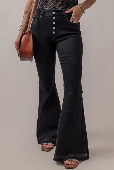 Button-Fly Flare Jeans with Pockets Jeans Trend Dark 8 