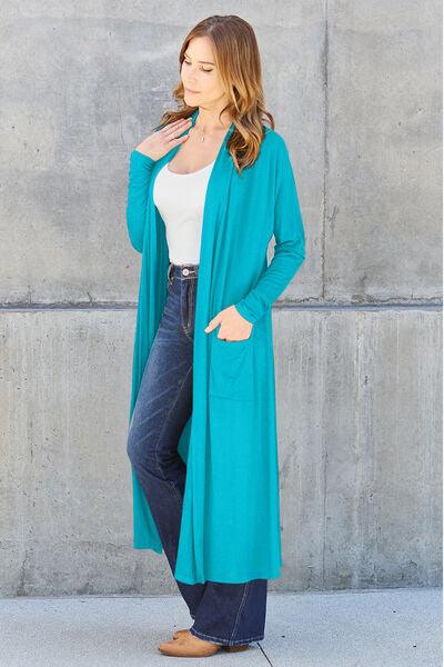 Maxi Open Front Long Sleeve Cardigan Cardigans Trendsi   