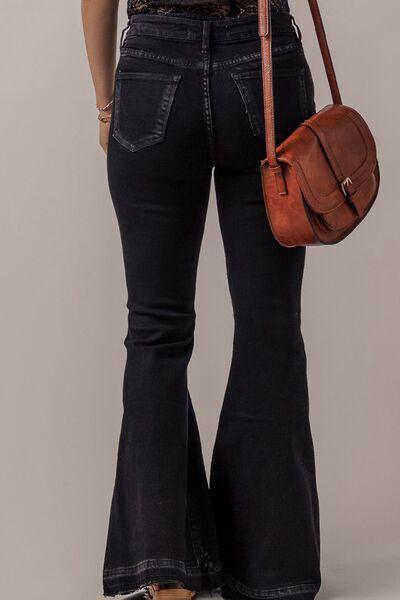Button-Fly Flare Jeans with Pockets Jeans Trend   