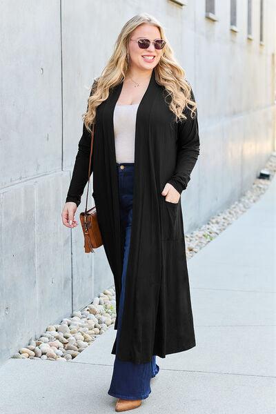 Maxi Open Front Long Sleeve Cardigan Cardigans Trendsi   