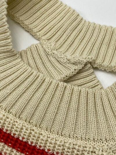 Color Block Striped Cold Shoulder Sweater Sweaters Trendsi   