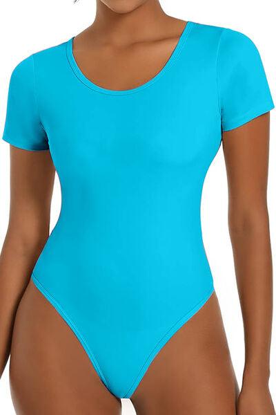 Round Neck Short Sleeve Bodysuit Bodysuits Trendsi   