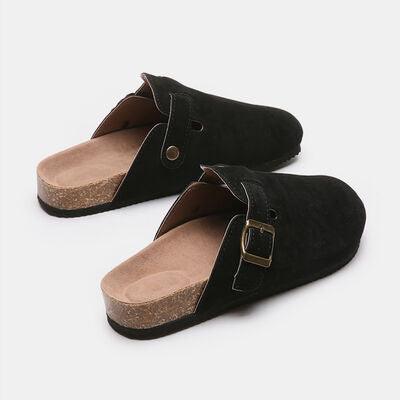Suede Closed Toe Buckle Slide Shoes Trendsi   