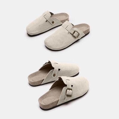 Suede Closed Toe Buckle Slide Shoes Trendsi   