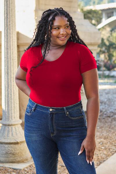 Round Neck Short Sleeve Bodysuit Bodysuits Trendsi   