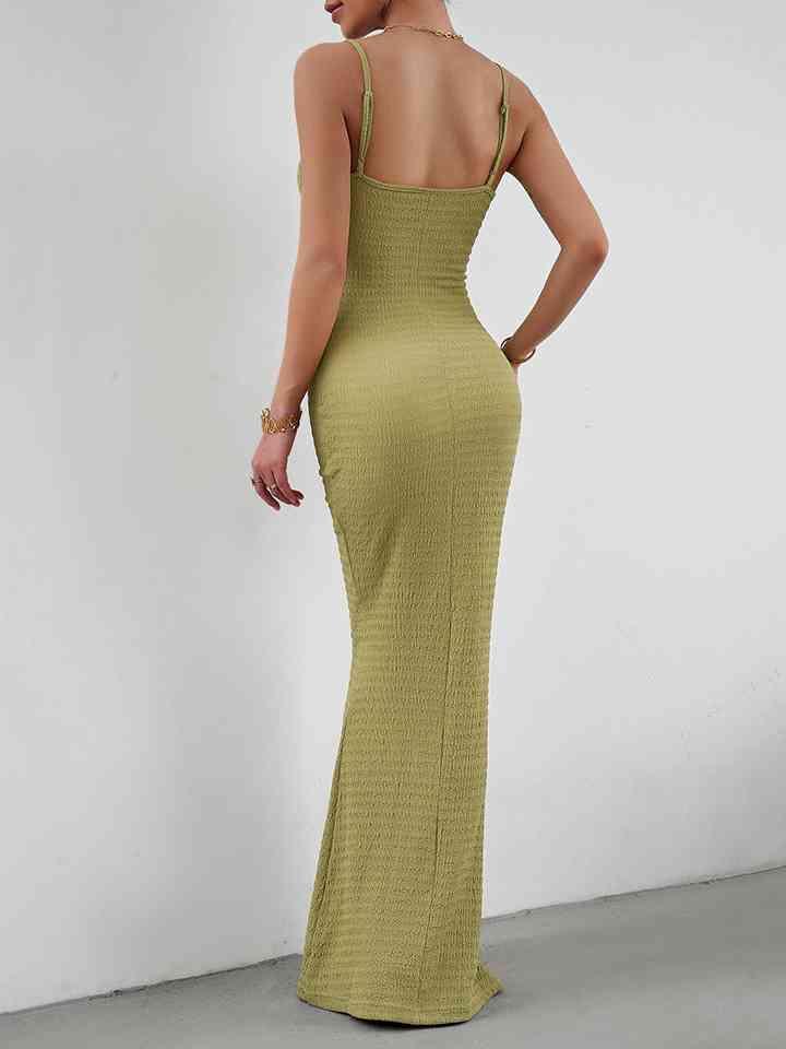 Straight Neck Sleeveless Bodycon Maxi Dress Dresses Trendsi   