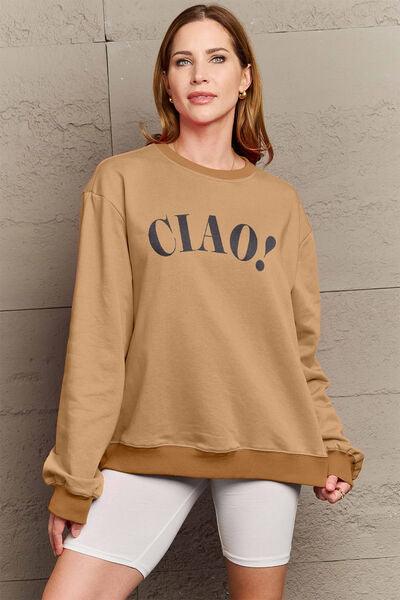 Simply Love CIAO Sweatshirt Sweatshirts Trendsi   