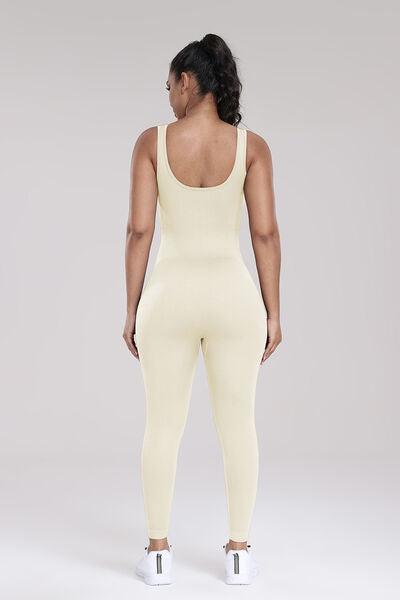 Wide Strap Sleeveless Active Jumpsuit Activewear Trendsi   