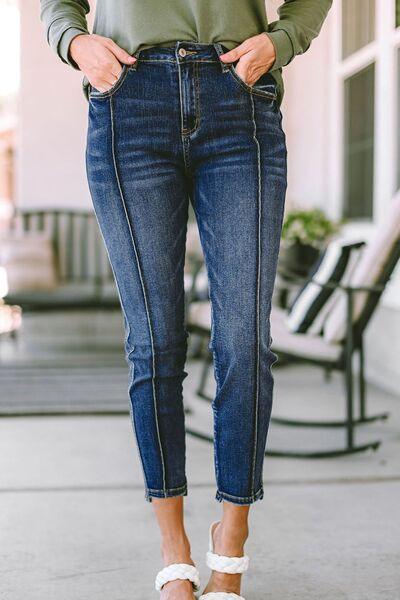 Slim Cropped Jeans with Pockets Jeans Trendsi   