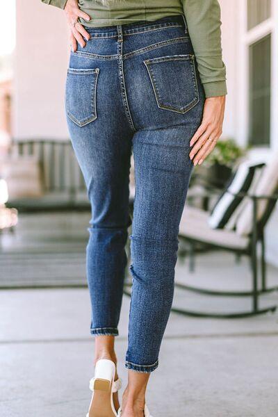 Slim Cropped Jeans with Pockets Jeans Trendsi   