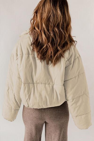 Zip Up Collared Neck Long Sleeve Winter Coat Coats Trendsi   