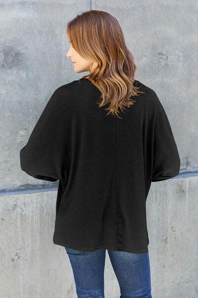Round Neck Long Sleeve Cotton Top Tops Trendsi   