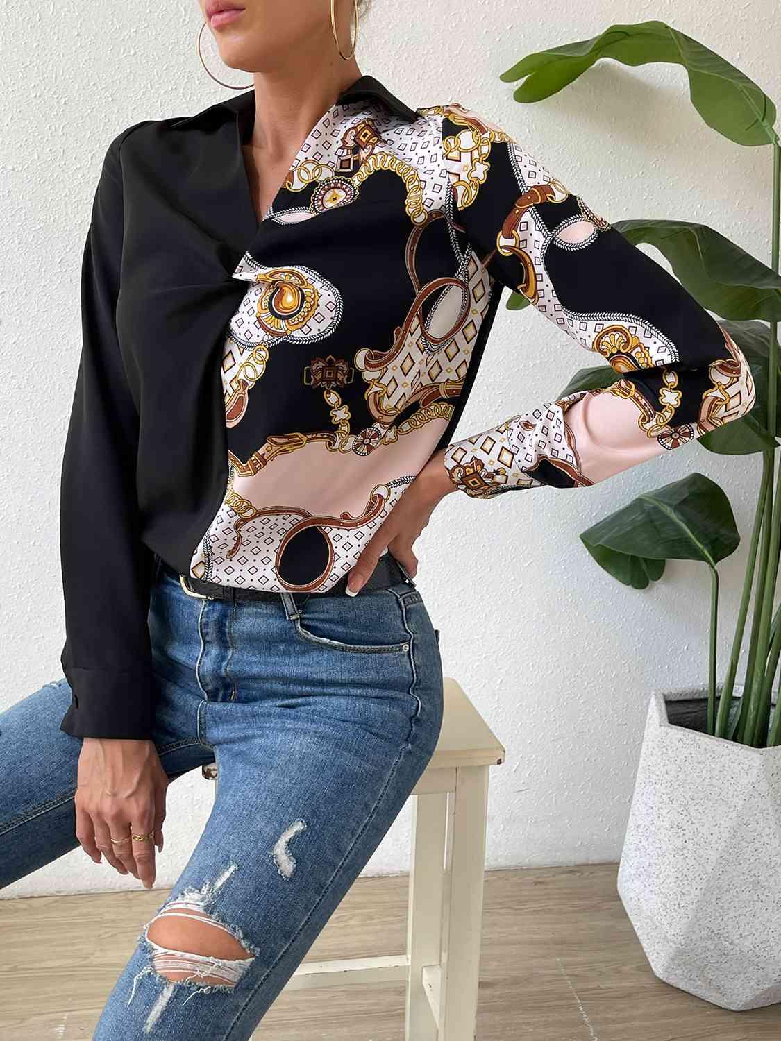 Twist Front Collared Blouse Tops Trendsi   