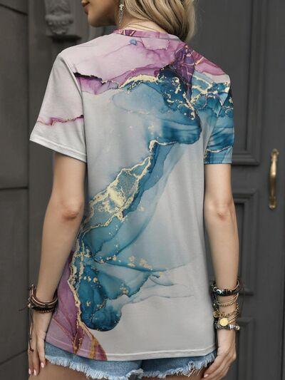 Printed Round Neck Short Sleeve T-Shirt T-Shirts Trends   