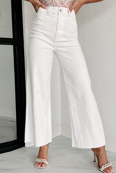 High Waist Wide Leg Jeans Jeans Trendsi White 4 