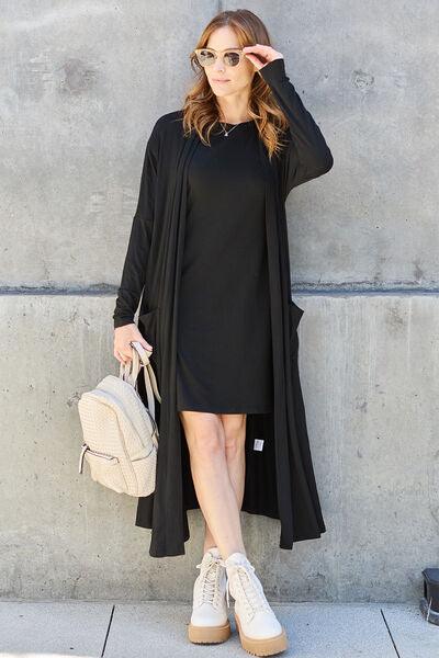 Maxi Open Front Long Sleeve Cardigan Cardigans Trendsi   