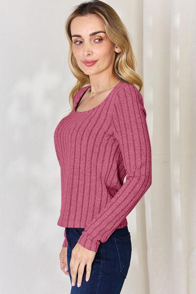 Ribbed Long Sleeve Shirt Tops Trendsi   