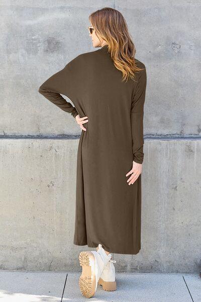 Maxi Open Front Long Sleeve Cardigan Cardigans Trendsi   