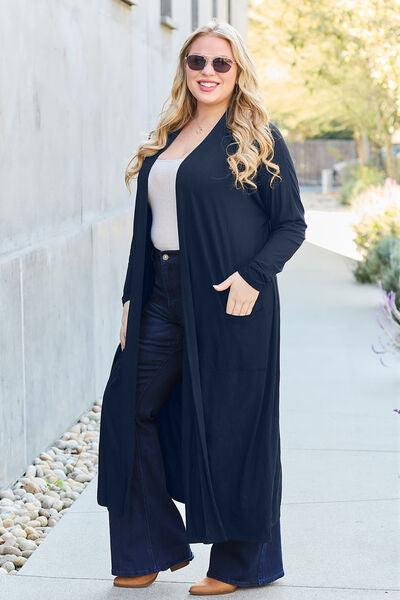 Maxi Open Front Long Sleeve Cardigan Cardigans Trendsi   