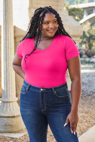 Round Neck Short Sleeve Bodysuit Bodysuits Trendsi   
