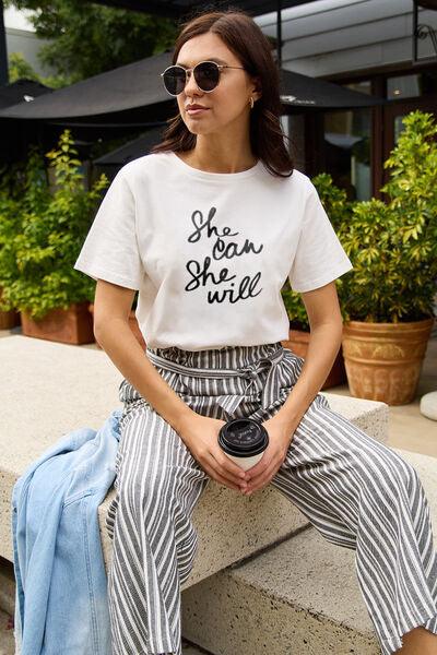SHE CAN SHE WILL Short Sleeve T-Shirt T-Shirts Trends   