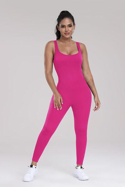 Wide Strap Sleeveless Active Jumpsuit Activewear Trendsi   